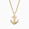 BH Multi Men's 14K Yellow Gold Diamond Anchor Pendant, 0.11 TCW | Mens