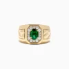 Effy Jewelry Men's 14K Yellow Gold Emerald and Diamond Ring, 1.55 TCW | Mens