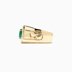 Effy Jewelry Men's 14K Yellow Gold Emerald and Diamond Ring, 1.55 TCW | Mens