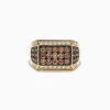 Effy Jewelry Men's 14K Yellow Gold Espresso and White Diamond Ring | Mens