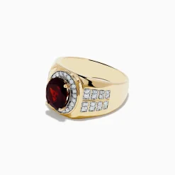 Effy Jewelry Men's 14K Yellow Gold Garnet and Diamond Ring | Mens