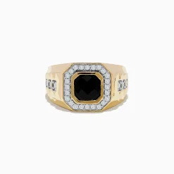 Effy Jewelry Men's 14K Yellow Gold Onyx and Diamond Ring | Mens