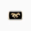 Effy Jewelry Men's 14K Yellow Gold Onyx and Diamond Running Horse Ring | Mens