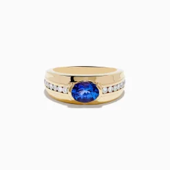 Effy Jewelry Men's 14K Yellow Gold Tanzanite and Diamond Ring | Mens
