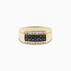 Effy Jewelry Men's 14K Yellow Gold White and Black Diamond Ring | Mens