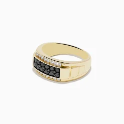 Effy Jewelry Men's 14K Yellow Gold White and Black Diamond Ring | Mens