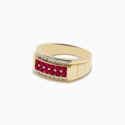 Effy Jewelry Men's Ruby Royale 14K Yellow Gold Ruby and Diamond Ring | Mens