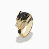 Effy Jewelry Men's Signature 14K Yellow Gold Diamond and Emerald Panther Ring | Mens