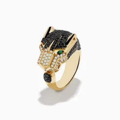 Effy Jewelry Men's Signature 14K Yellow Gold Diamond and Emerald Panther Ring | Mens