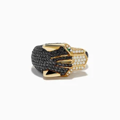 Effy Jewelry Men's Signature 14K Yellow Gold Diamond and Emerald Panther Ring | Mens