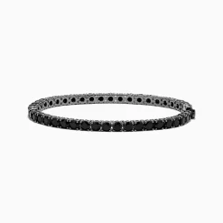BH Multi Men's Silver Rhodium Plated Black Spinel Tennis Bracelet | Mens