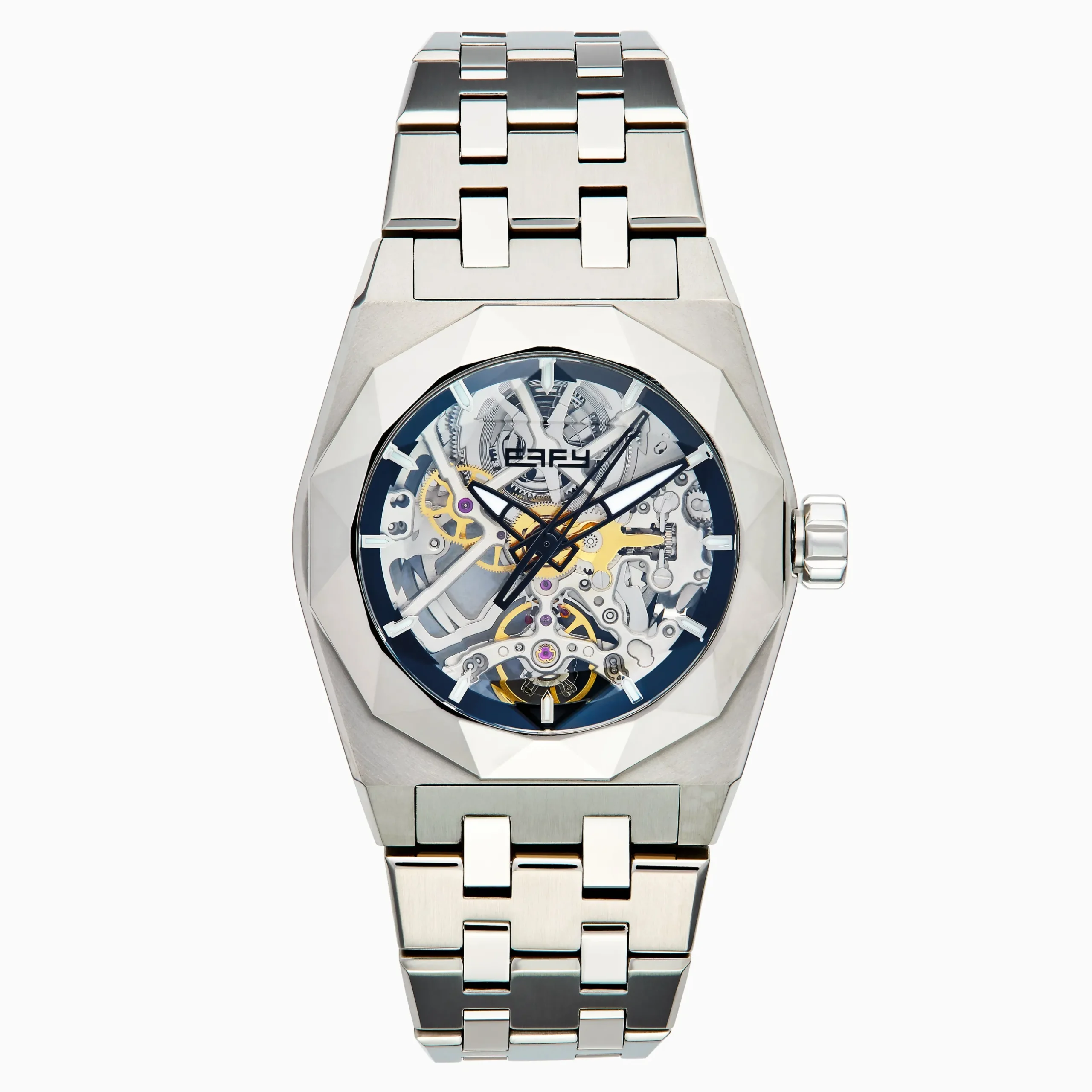 Effy Jewelry Men's Skeleton Diamond Cut Sapphire Crystal Titanium Watch | Watches