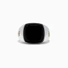 Effy Jewelry Men's Sterling Silver and 18K Yellow Gold Onyx Ring, 5.90 TCW | Mens