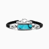 Effy Jewelry Men's Sterling Silver and Leather Turquoise Bracelet, 5.40 TCW | Mens