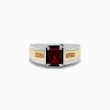 Effy Jewelry Men's Sterling Silver and 18K Gold Garnet and Diamond Ring | Mens