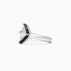 Effy Jewelry Men's Sterling Silver and Black Sapphire Anchor Ring, 0.14 TCW | Mens