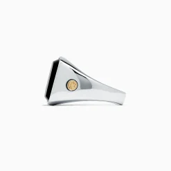 Effy Jewelry Men's Sterling Silver and 18K Yellow Gold Onyx Ring, 5.90 TCW | Mens
