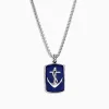 Effy Jewelry Men's Sterling Silver Lapis Lazuli Anchor Dog Tag Pendant, 18.85 TCW | Mens