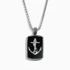 Effy Jewelry Men's Sterling Silver Onyx Anchor Dog Tag Pendant, 18.85 TCW | Mens