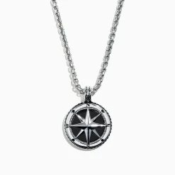 Effy Jewelry Men's Sterling Silver Onyx Compass Pendant, 4.00 TCW | Mens