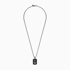 Effy Jewelry Men's Sterling Silver Onyx Anchor Dog Tag Pendant, 18.85 TCW | Mens