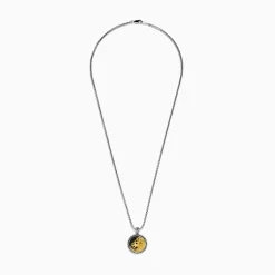 Effy Jewelry Men's Sterling Silver Sapphire and Yellow Gold Plated Lion Pendant | Mens