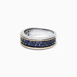 Effy Jewelry Men's Sterling Silver u0026 18K Yellow Gold Blue Sapphire Ring, 1.45 TCW | Mens