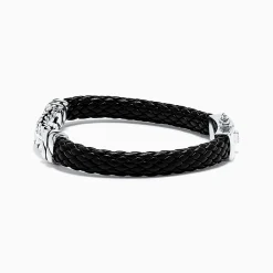 Effy Jewelry Men's Sterling Silver Woven Leather Bracelet | Mens