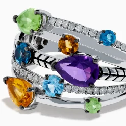 Effy Jewelry Mosaic 925 Sterling Silver Multi Gemstone and Diamond Ring | Rings