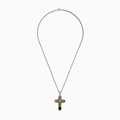 Effy Jewelry Mosaic 925 Sterling Silver Multi Gemstone Cross Pendant | Necklaces & Pendants