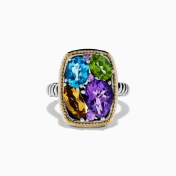 Effy Jewelry Mosaic 925 Sterling Silver u0026 18K Gold Multi Color Ring | Rings