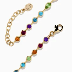 Effy Jewelry Mosaic 14K Yellow Gold Bezel Set Multi Gemstone Adjustable Tennis Bracelet 7.0 TCW | Bracelets