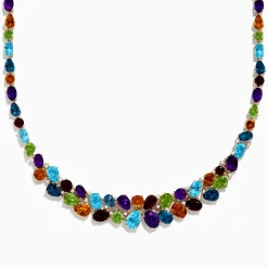 Effy Jewelry Mosaic 14K Yellow Gold Multi Color Gemstone and Diamond Necklace | Necklaces & Pendants