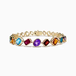 Effy Jewelry Mosaic 14K Yellow Gold Multi Gemstone Tennis Bracelet 11.70 TCW | Bracelets