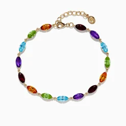 Effy Jewelry Mosaic 14K Yellow Gold Multi Gemstone Adjustable Tennis Bracelet 9.30 TCW | Bracelets