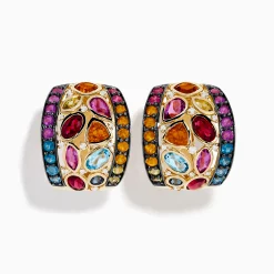 Effy Jewelry Mosaic 14K Yellow Gold Multi Color Gemstone and Diamond Earrings | Earrings