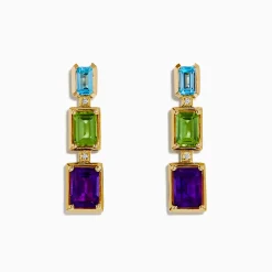 Effy Jewelry Mosaic 14K Yellow Gold Multi Gemstone and Diamond Drop Earrings | Earrings