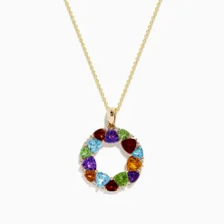 Effy Jewelry Mosaic 14K Yellow Gold Multi Stone and Diamond Pendant | Necklaces & Pendants