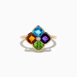 Effy Jewelry Mosaic 14K Yellow Gold Multi Color Gemstone and Diamond Ring | Rings