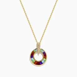 Effy Jewelry Mosaic 14K Yellow Gold Multi Gemstone and Diamond Pendant | Necklaces & Pendants