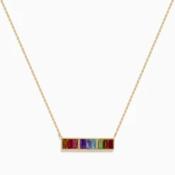 Effy Jewelry Mosaic 14K Yellow Gold Multi Color Gemstone and Diamond Collar Bone Bar Necklace | Necklaces & Pendants