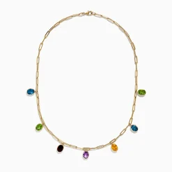Effy Jewelry Mosaic 14K Yellow Gold Multi Gemstone Charm Necklace | Necklaces & Pendants