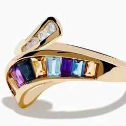 Effy Jewelry Mosaic 14K Yellow Gold Multi Color Gemstone and Diamond Bypass Ring | Rings