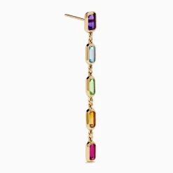 Effy Jewelry Mosaic 14K Yellow Gold Multi Color Linear Drop Earrings | Earrings