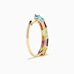 Effy Jewelry Mosaic 14K Yellow Gold Multi Color Gemstone Hoop Earrings | Earrings