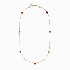 Effy Jewelry Mosaic 14K Yellow Multi Color Gemstone and Fresh Water Pearl Station Necklace | Necklaces & Pendants