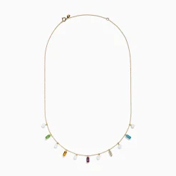 Effy Jewelry Mosaic 14K Yellow Multi Color Gemstone Freshwater Pearl and Diamond Necklace | Necklaces & Pendants