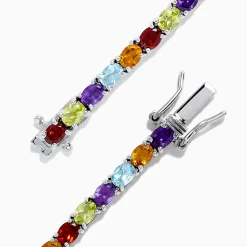 BH Multi Mosaic Sterling Silver Multi Gemstone Tennis Bracelet, 9.10 TCW | Bracelets