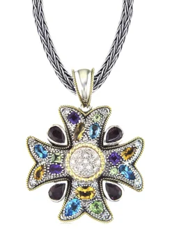 Effy Jewelry 925 Multi Gemstone Cross Pendant , 5.50 TCW | Necklaces & Pendants