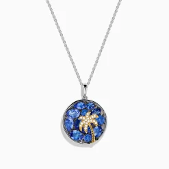 Effy Jewelry Nahla 925 Sterling Silver and 14K Yellow Gold Tanzanite u0026 Diamond Palm Tree Pendant | Necklaces & Pendants